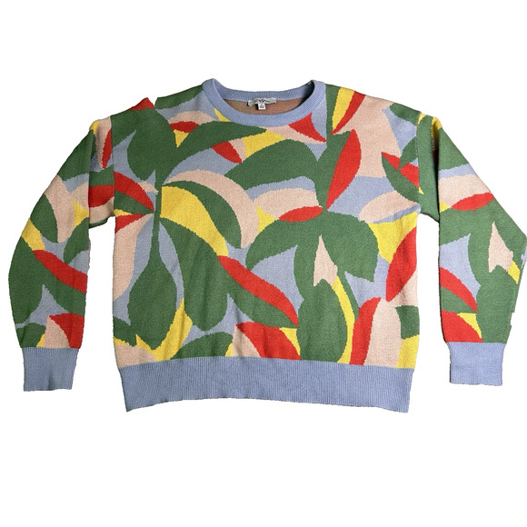 Polagram Crew Knit Sweater Womens Small Colorful Abstract Bold Maximalist - Picture 1 of 7